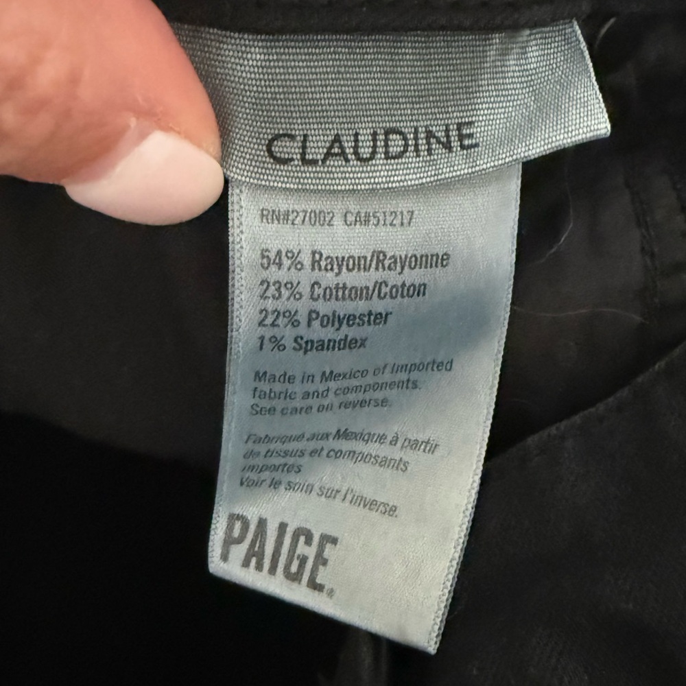 PAIGE Jet Black Denim Claudine Black Jeans High Rise ankle bootcut size 28 - Picture 4 of 4